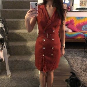 WHBM Rust Button Front Sheath Dress